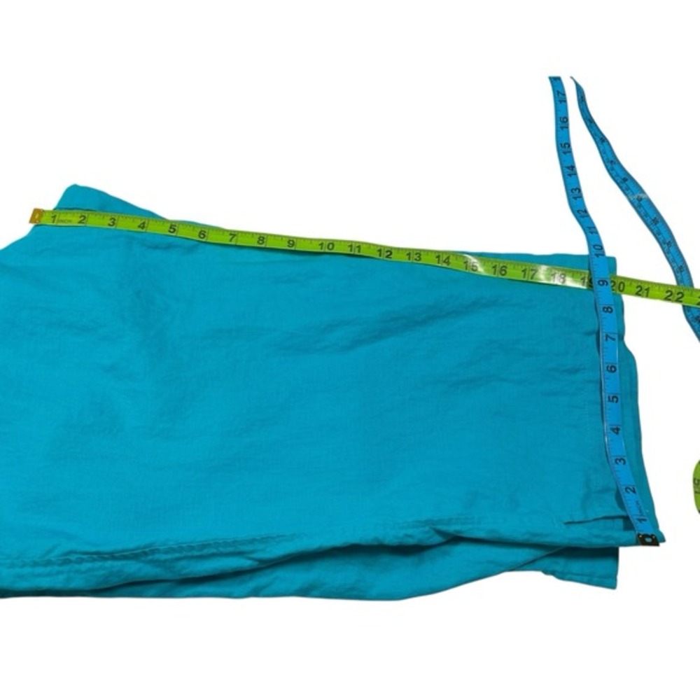 Kim Rogers PL Turquoise Blue Linen Capri Pants Cropped Elastic Waist Casual - Picture 4 of 5